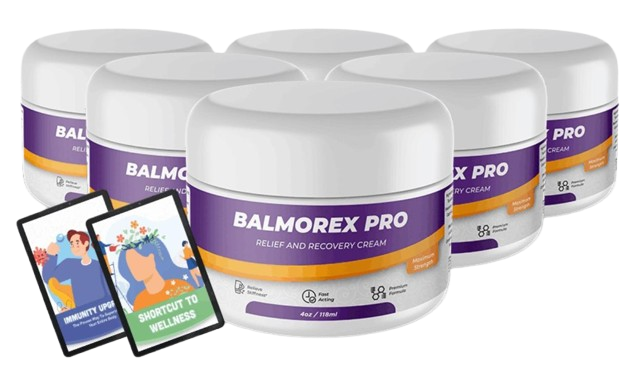 Balmorex Pro Relief Cream Jar, Flowers, and Ingredients